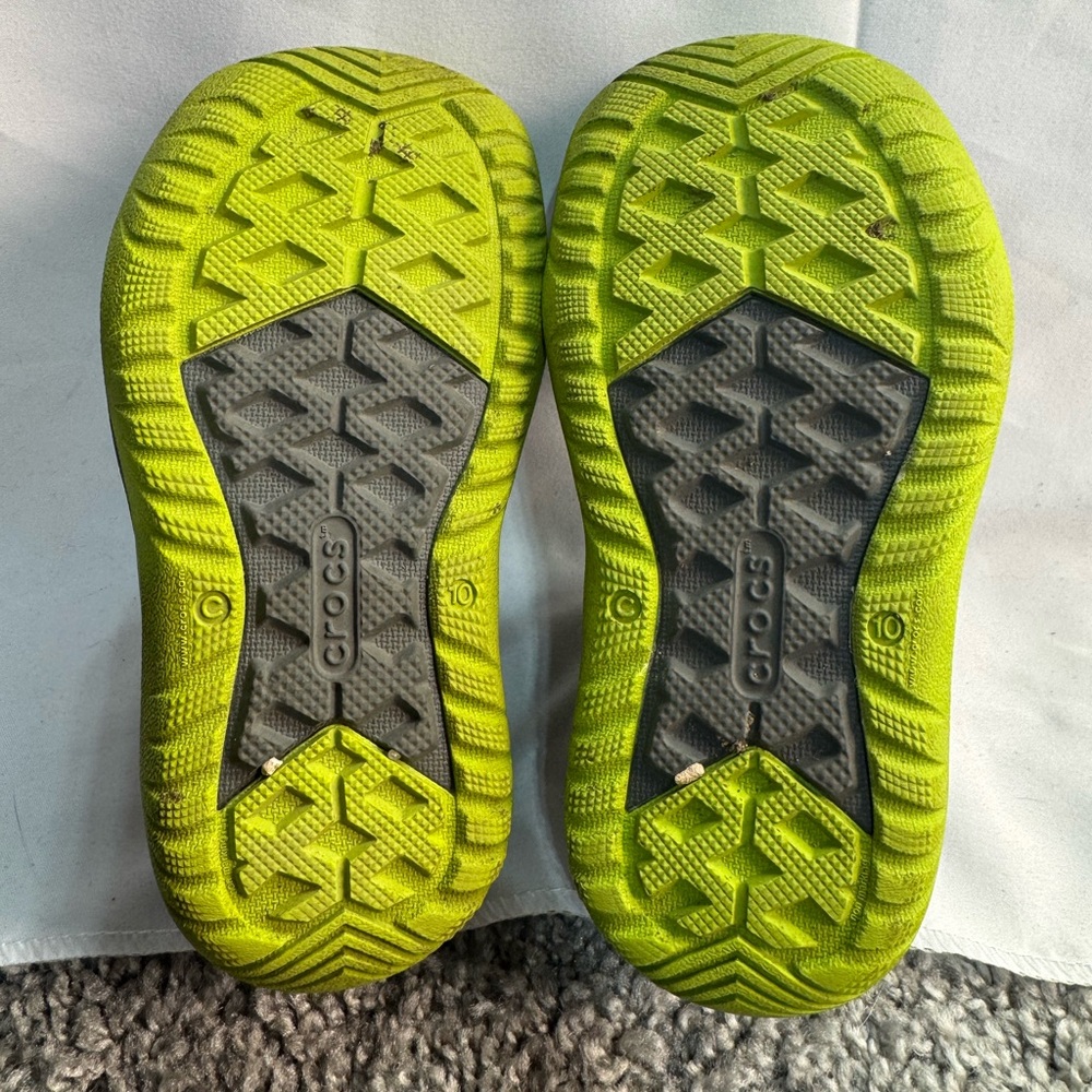 CROCS Kids' Swiftwater Play Shoes Gray and Green Shoes with Ventilation Size 10 - Picture 5 of 5
